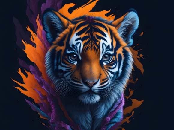 Download Cute Floral Tiger Illustration Art 4 - Illustration Collection
