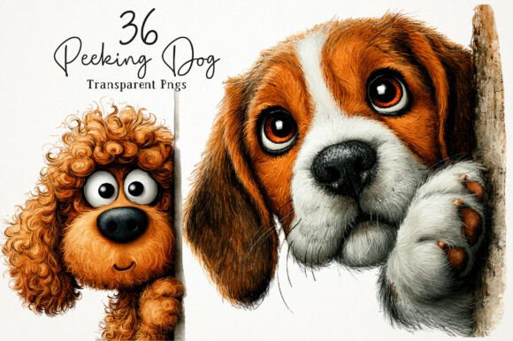 Download Whimsical Peeking Dog Clipart Set - Dog Collection