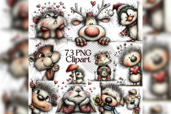 Download Whimsical Peeking Reindeer Clipart Set - Reindeer clipart Collection
