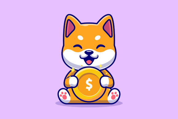 Download Cute Shiba Inu Dog Holding Gold Coin - Dog Collection