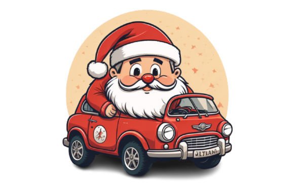 Download Cute Santa with Car Illustration Design - Premium Resources