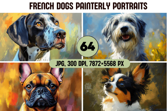 Download French Dogs Painterly Portraits - Dog Collection