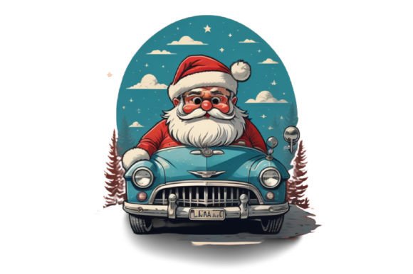 Download Cute Santa with Car Illustration Design - Premium Bundle