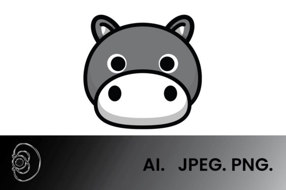 Download Grayscale Cute Hippo Illustration - Illustration Collection