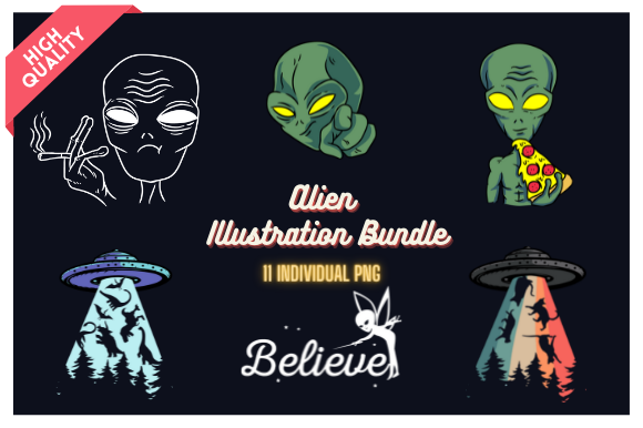Download Alien Illustration Bundle - Illustration Collection