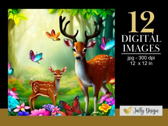 Download Deer and Its Calf AI Illustrations Pack - Illustration Collection