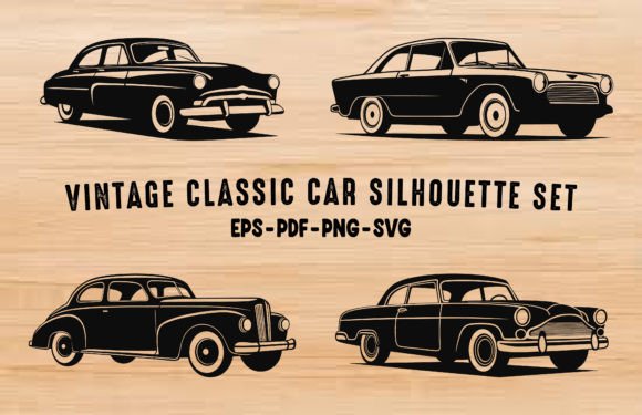 Download Vintage Classic Car Vector Silhouettes - Car vector Collection