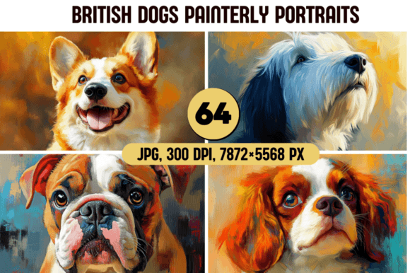 Download British Dogs Painterly Portraits - Dog Collection
