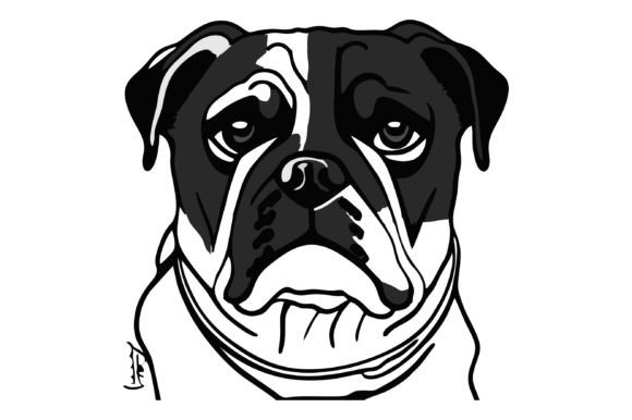 Download Buldog Head Line Art Design - Dog Collection