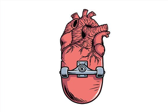 Download Skateboard and Heart Shape Illustration - Illustration Collection