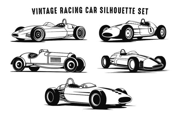 Download Vintage Racing Car Vector Silhouette Set - Car vector Collection