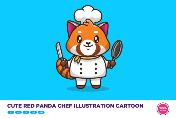 Download Cute Red Panda Chef Illustration Cartoon - Illustration Collection
