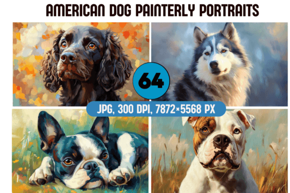 Download American Dogs Painterly Portraits - Dog Collection
