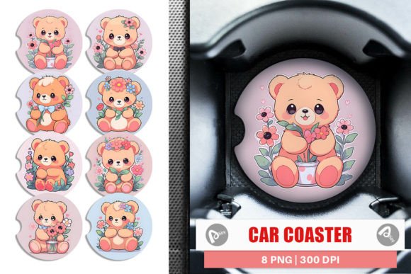 Download Car Coaster Cute Teddy Bear Illustration - Illustration Collection